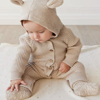 Bear Knit Onepiece - Sand Marle Fleck Childrens Onepiece from Jamie Kay USA