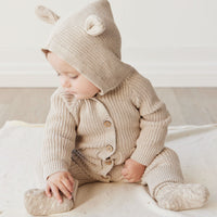 Bear Knit Onepiece - Sand Marle Fleck Childrens Onepiece from Jamie Kay USA