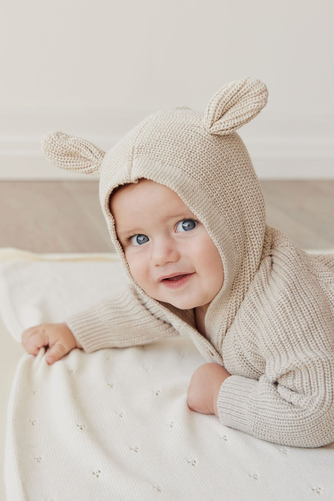 Bear Knit Onepiece - Sand Marle Fleck Childrens Onepiece from Jamie Kay USA