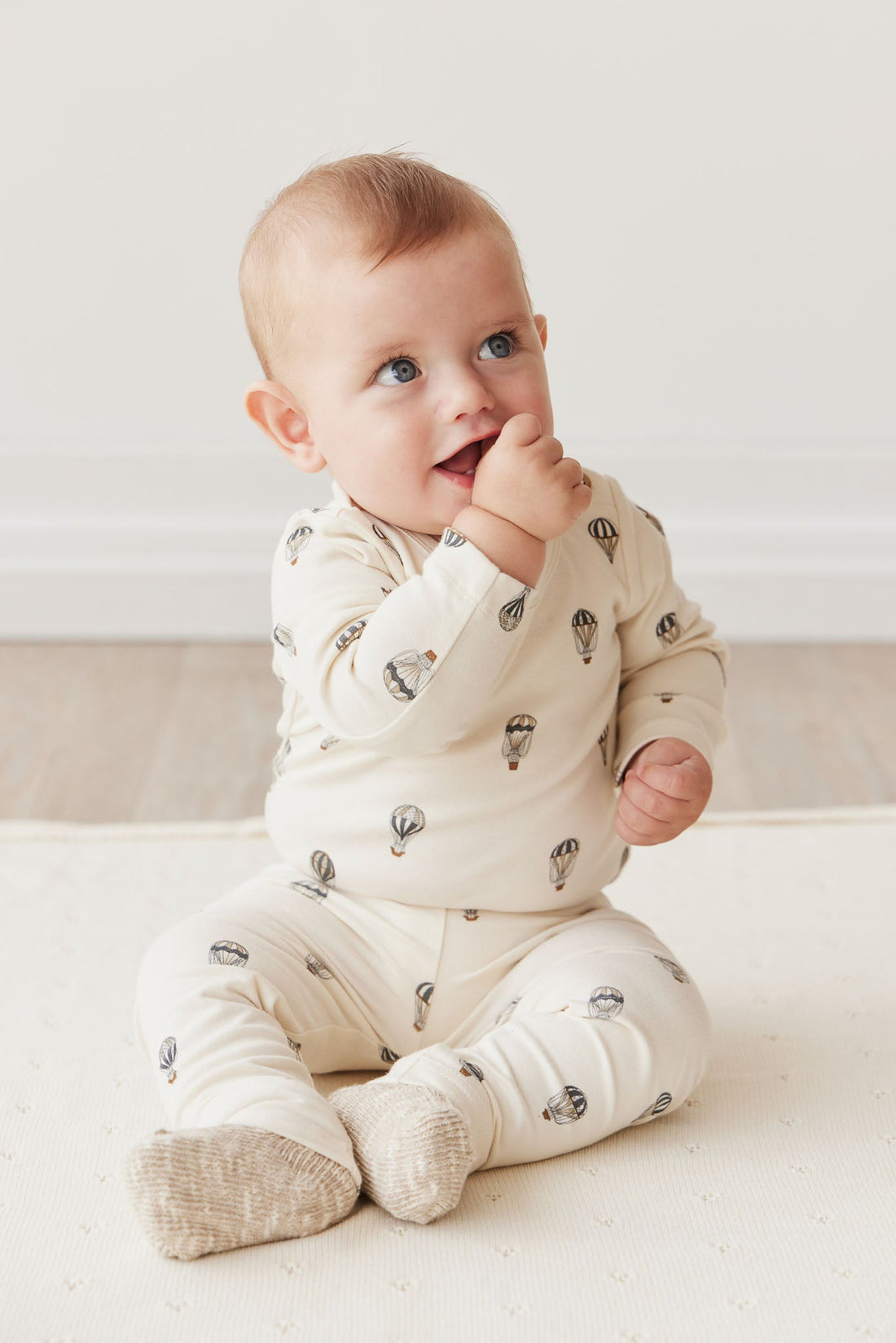 Organic Cotton Fernley Bodysuit - Montgolfiere Cloud Childrens Bodysuit from Jamie Kay USA