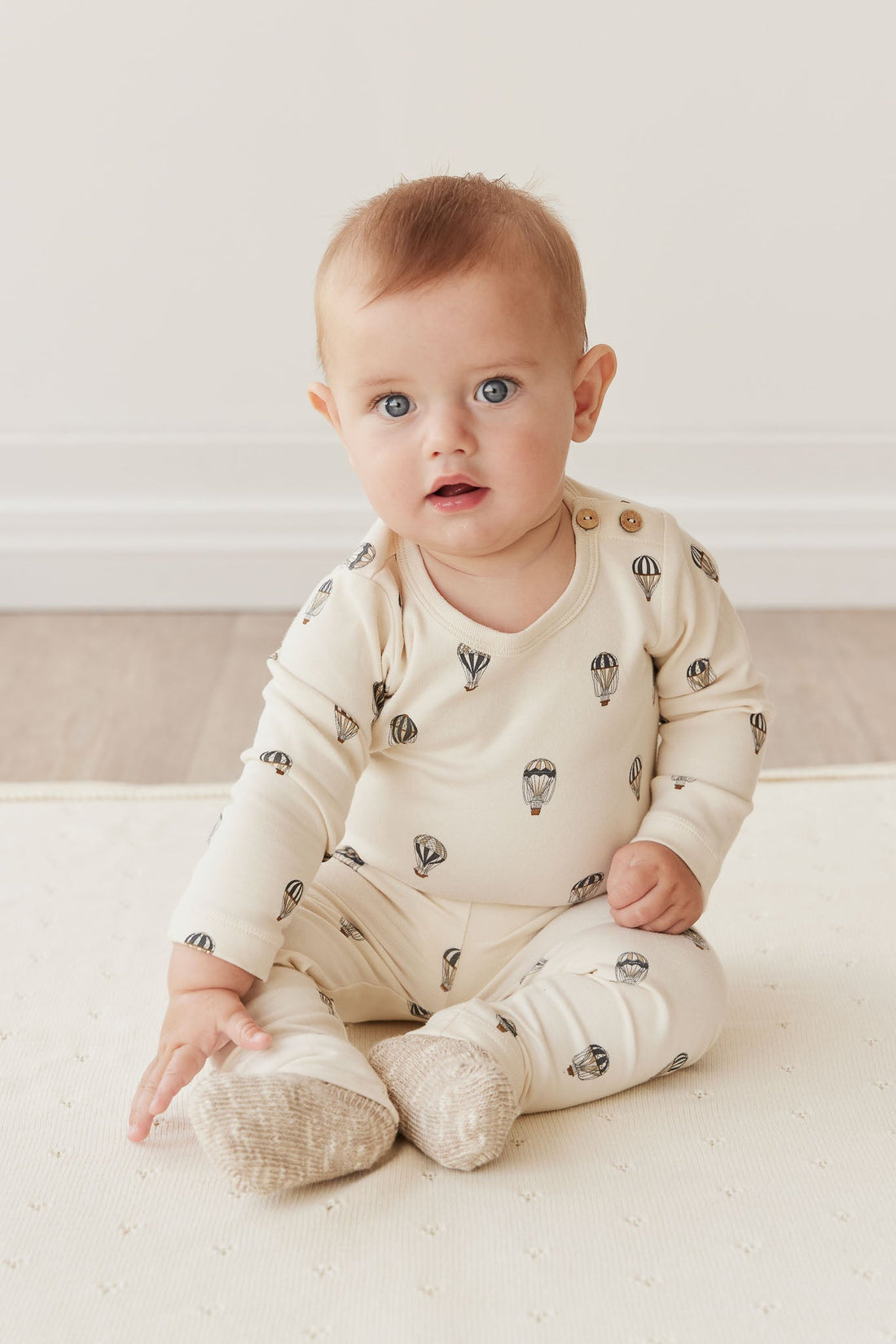 Organic Cotton Fernley Bodysuit - Montgolfiere Cloud Childrens Bodysuit from Jamie Kay USA