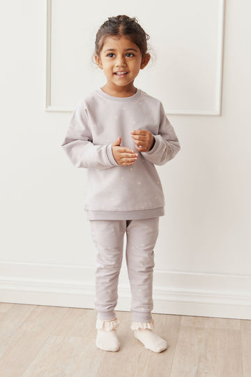 Organic Cotton Morgan Track Pant - Annie Ditzy Violet Ice Childrens Pant from Jamie Kay USA