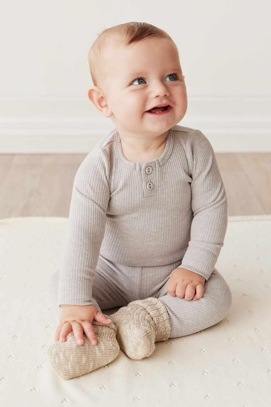 Organic Cotton Modal Long Sleeve Bodysuit - Icicle Marle Childrens Bodysuit from Jamie Kay USA