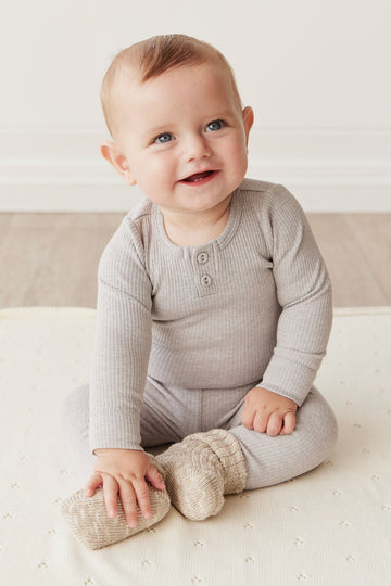 Organic Cotton Modal Long Sleeve Bodysuit - Icicle Marle Childrens Bodysuit from Jamie Kay USA