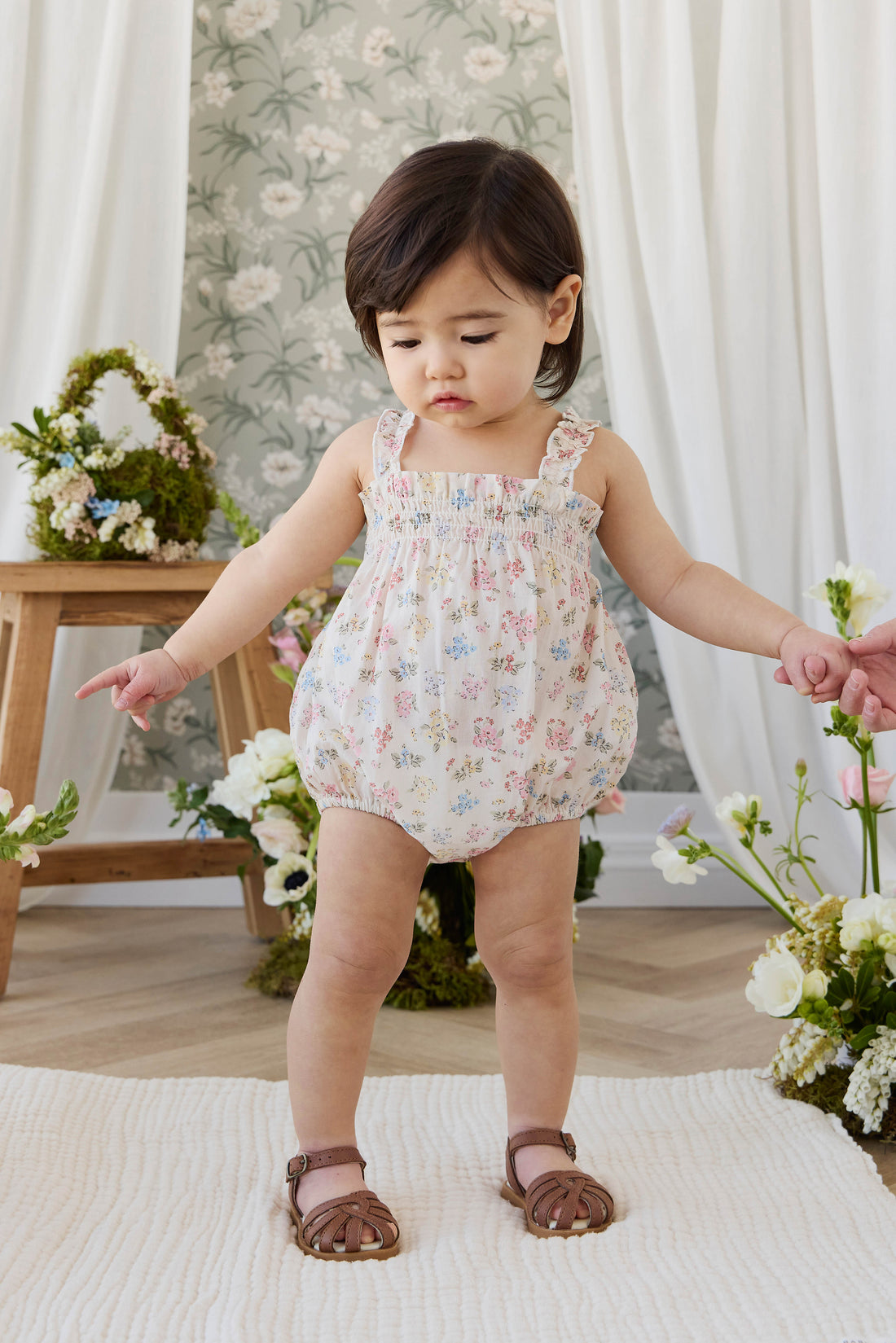 Organic Cotton Cassidy Playsuit - Morgan Vanilla Childrens Pants from Jamie Kay USA