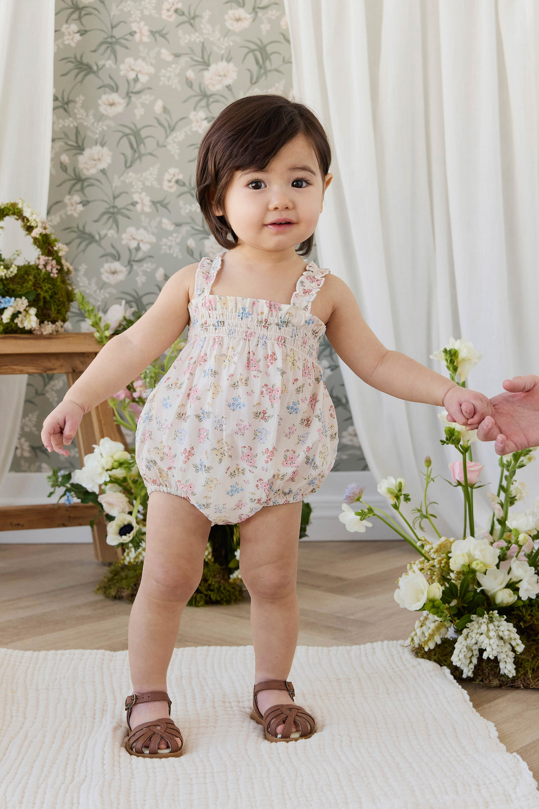 Organic Cotton Cassidy Playsuit - Morgan Vanilla Childrens Pants from Jamie Kay USA