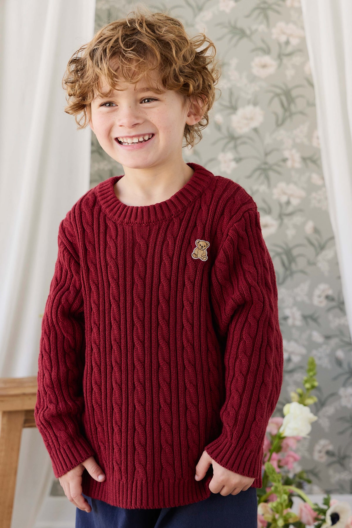 Richard Knit Jumper - Cherry Childrens Jumper from Jamie Kay USA
