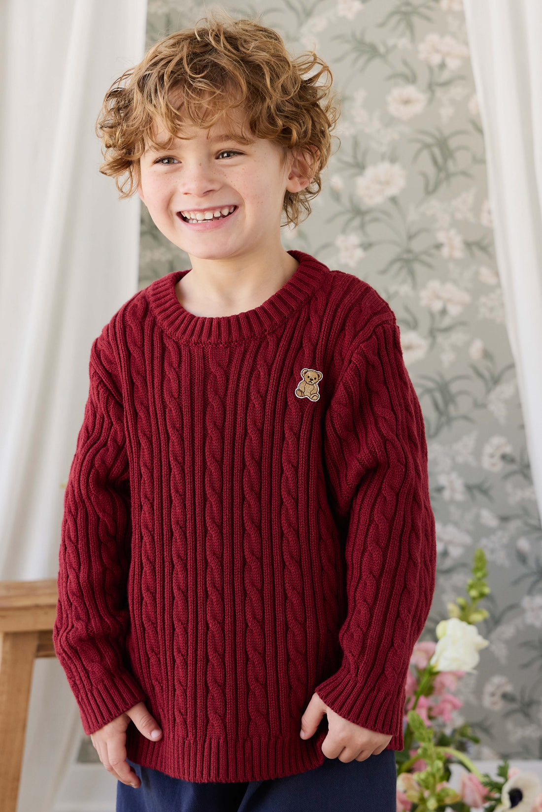 Richard Knit Jumper - Cherry Childrens Jumper from Jamie Kay USA