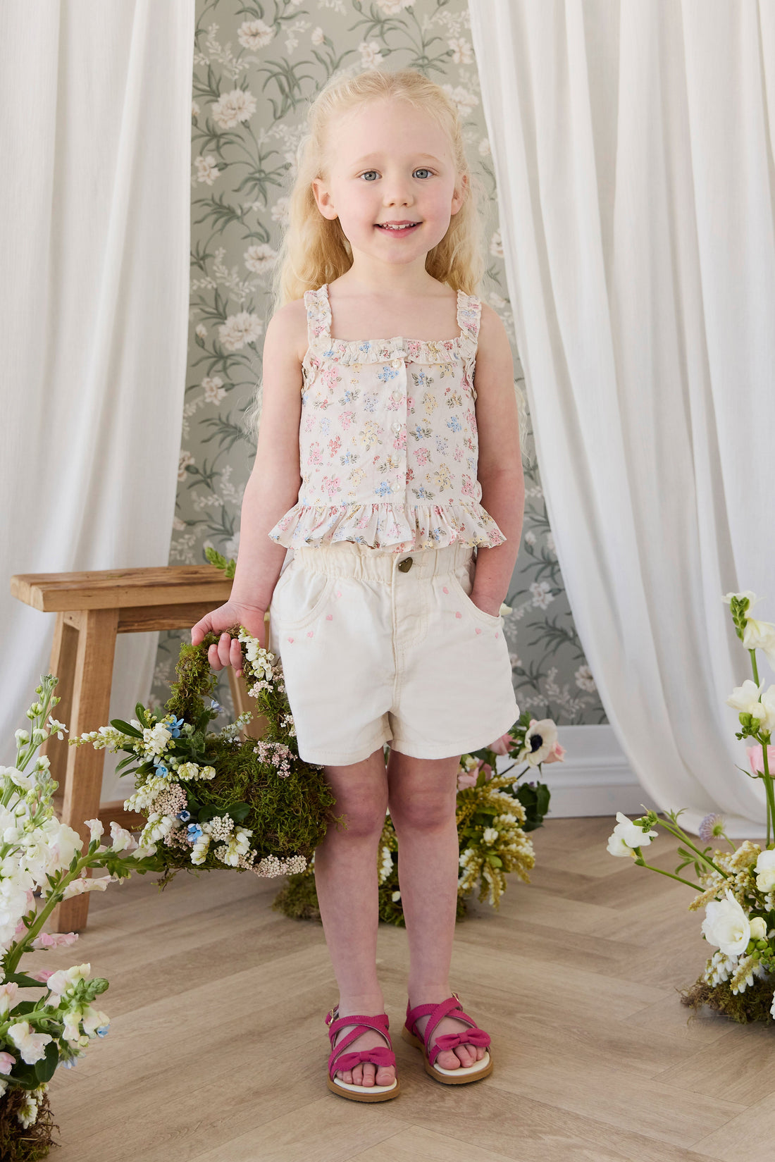 Organic Cotton Cassidy Top - Morgan Vanilla Childrens Top from Jamie Kay USA