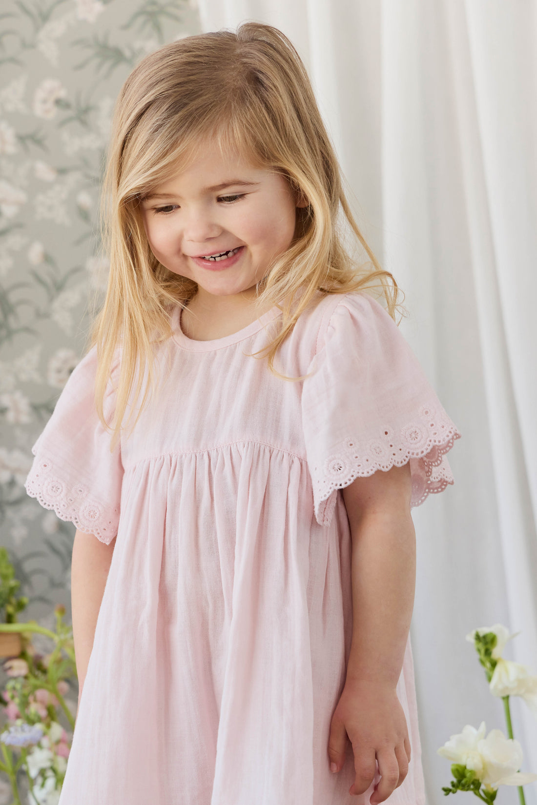 Organic Cotton Muslin Chloe Dress - Cotton Candy Childrens Dress from Jamie Kay USA