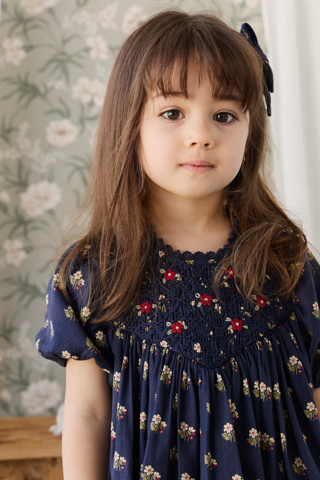 Organic Cotton Wanda Dress - Elsa Navy Childrens Dress from Jamie Kay USA
