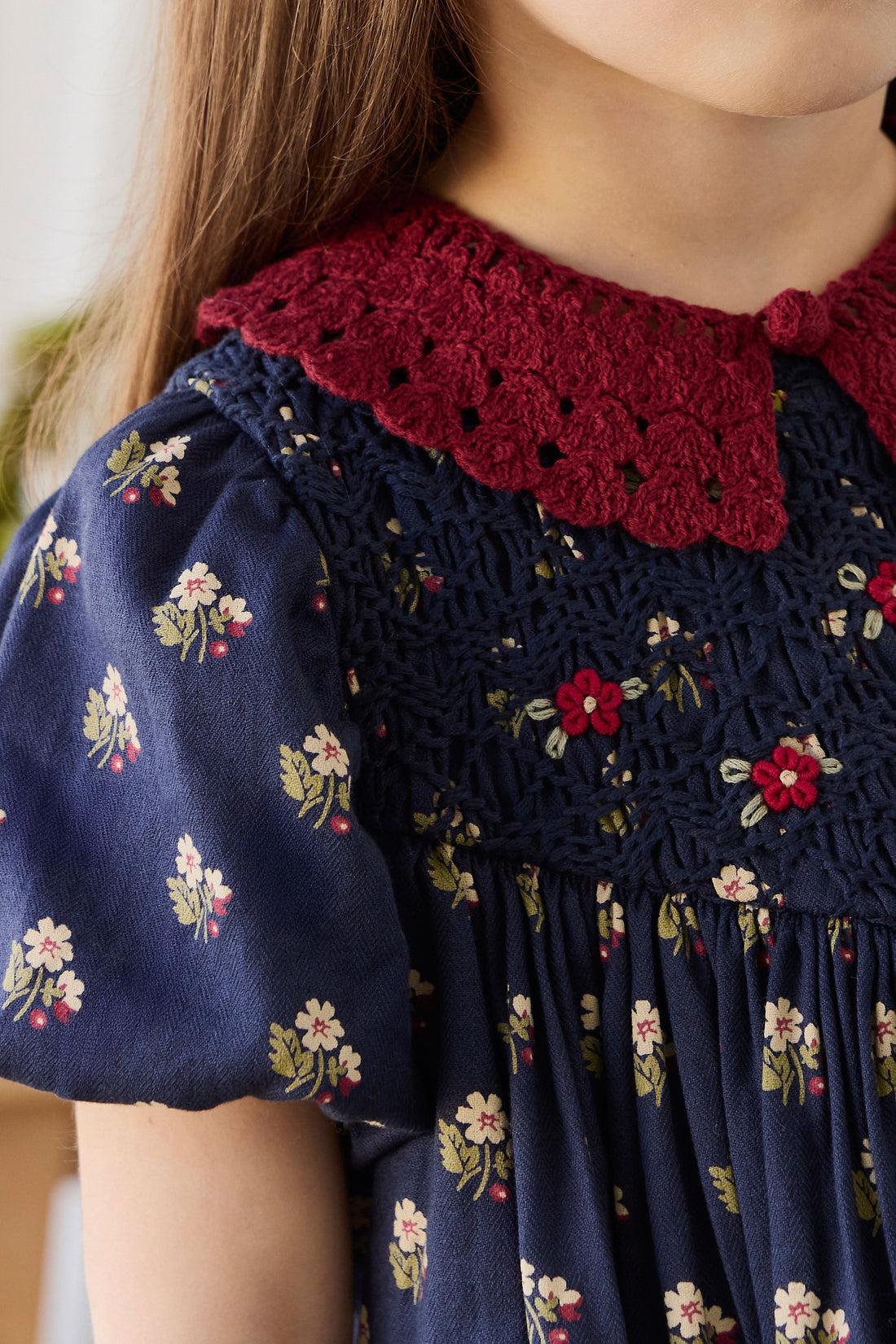 Jovie Knit Collar - Josephine Embroidery Vintage Cherry Childrens Scarf from Jamie Kay USA