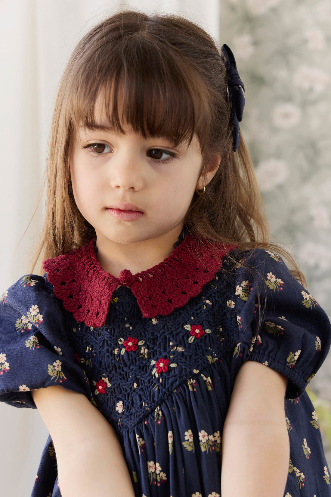 Jovie Knit Collar - Josephine Embroidery Vintage Cherry Childrens Scarf from Jamie Kay USA