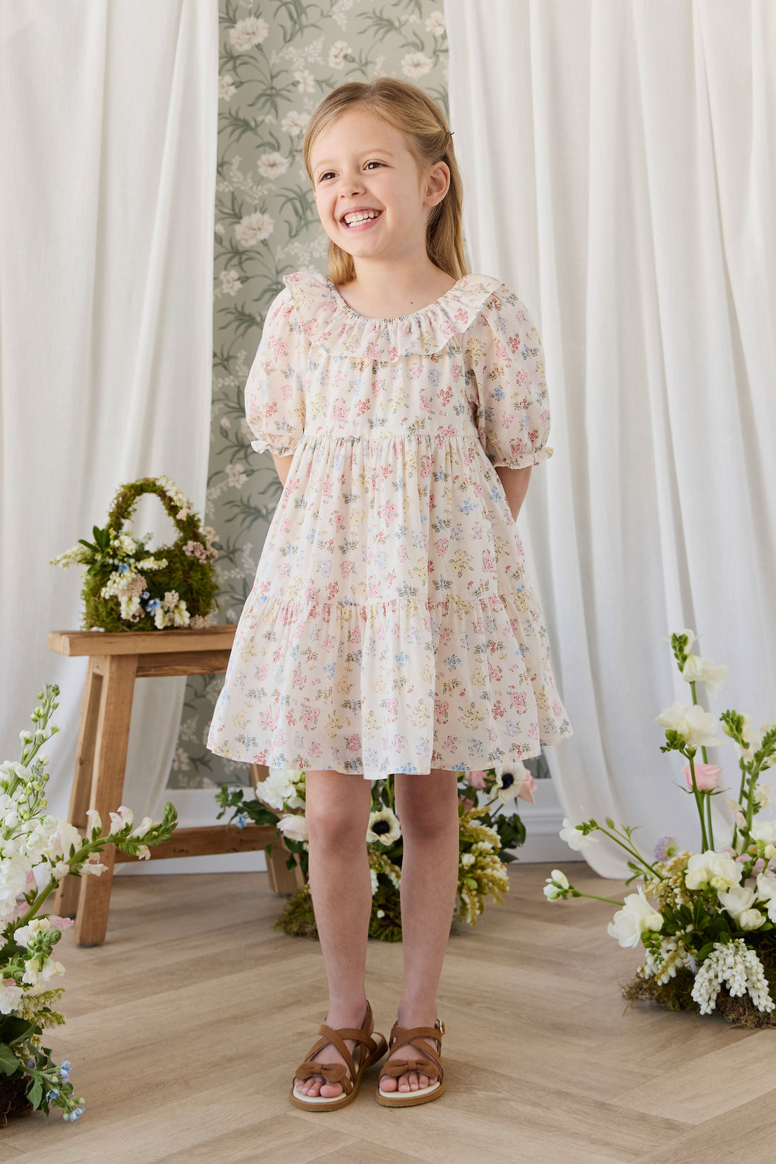 Organic Cotton Acacia Dress - Morgan Vanilla Childrens Dress from Jamie Kay USA