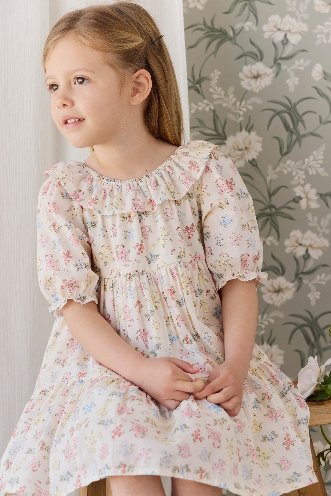Organic Cotton Acacia Dress - Morgan Vanilla Childrens Dress from Jamie Kay USA