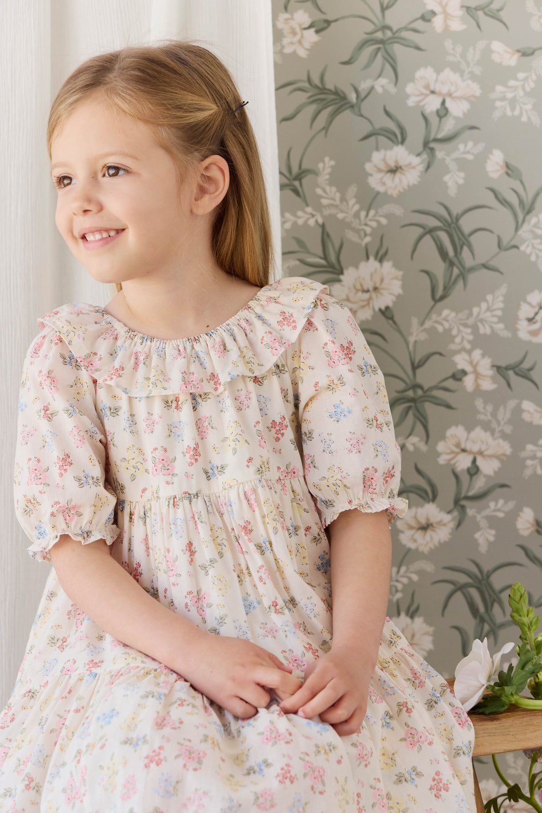 Organic Cotton Acacia Dress - Morgan Vanilla Childrens Dress from Jamie Kay USA