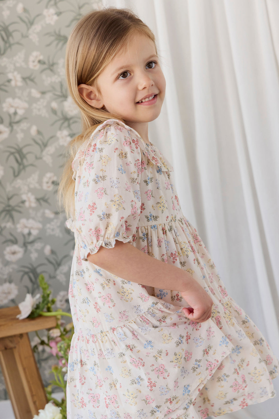 Organic Cotton Acacia Dress - Morgan Vanilla Childrens Dress from Jamie Kay USA