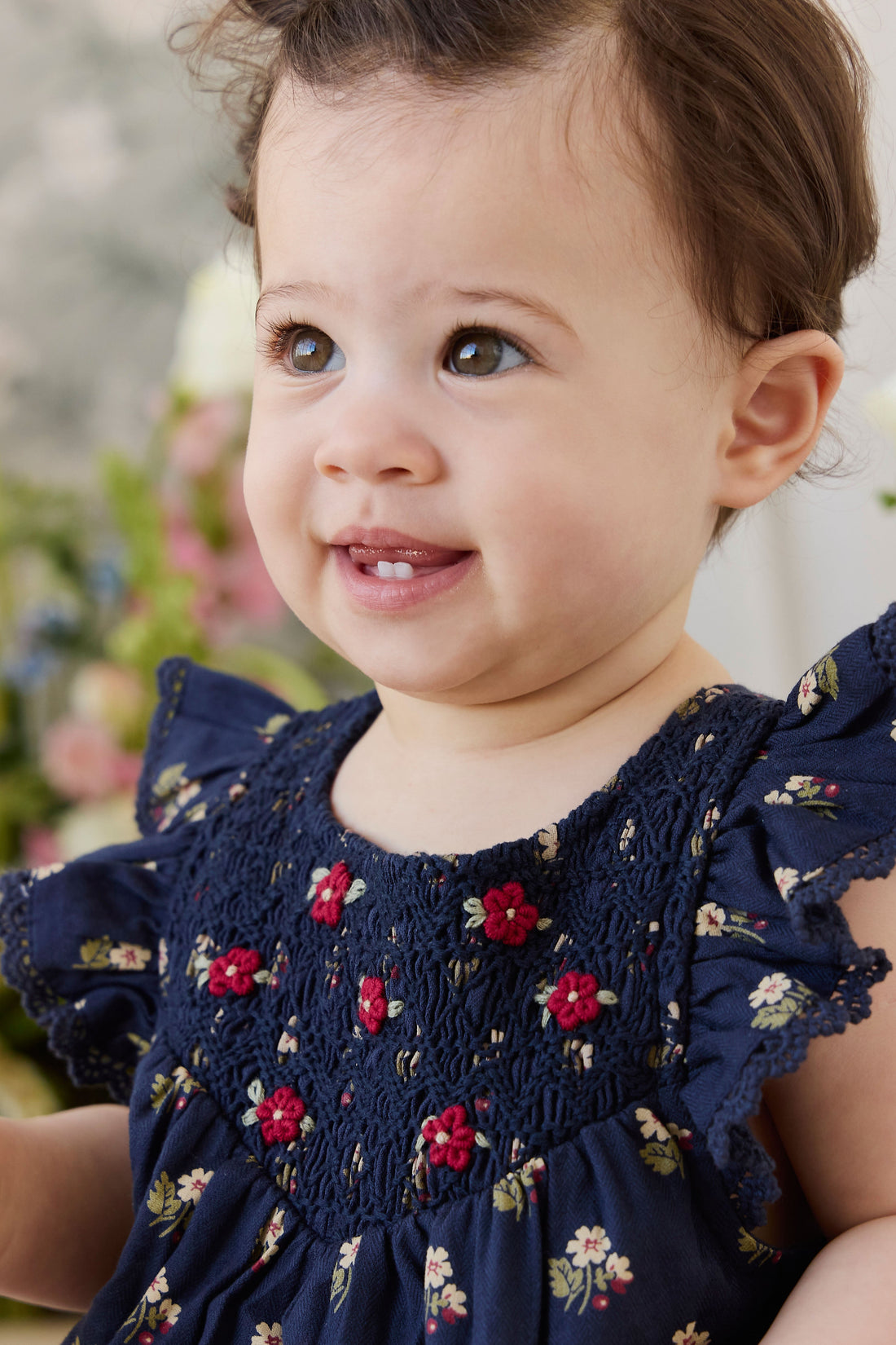 Organic Cotton Wanda Playsuit - Elsa Navy Childrens Playsuit from Jamie Kay USA