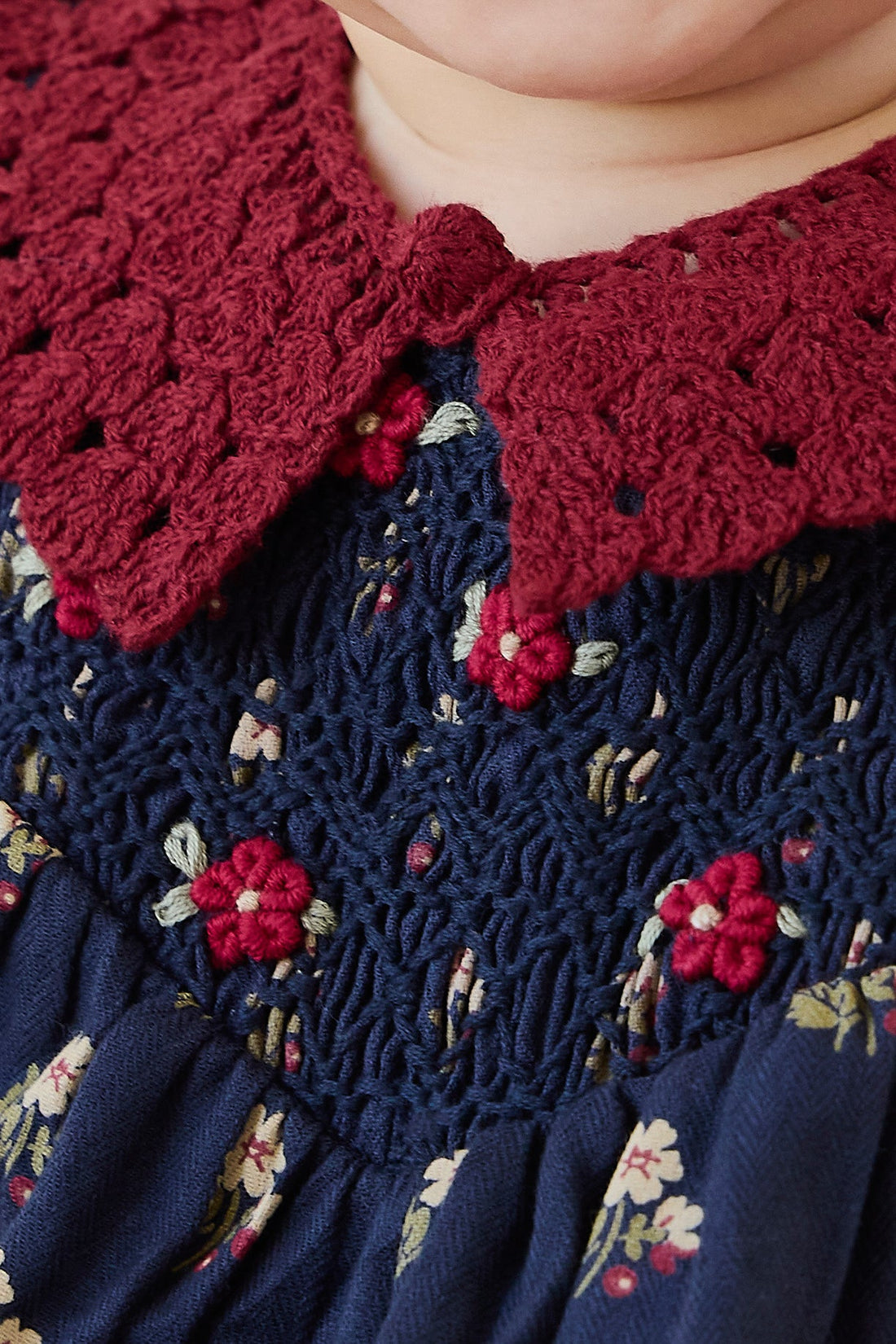 Jovie Knit Collar - Josephine Embroidery Vintage Cherry Childrens Scarf from Jamie Kay USA