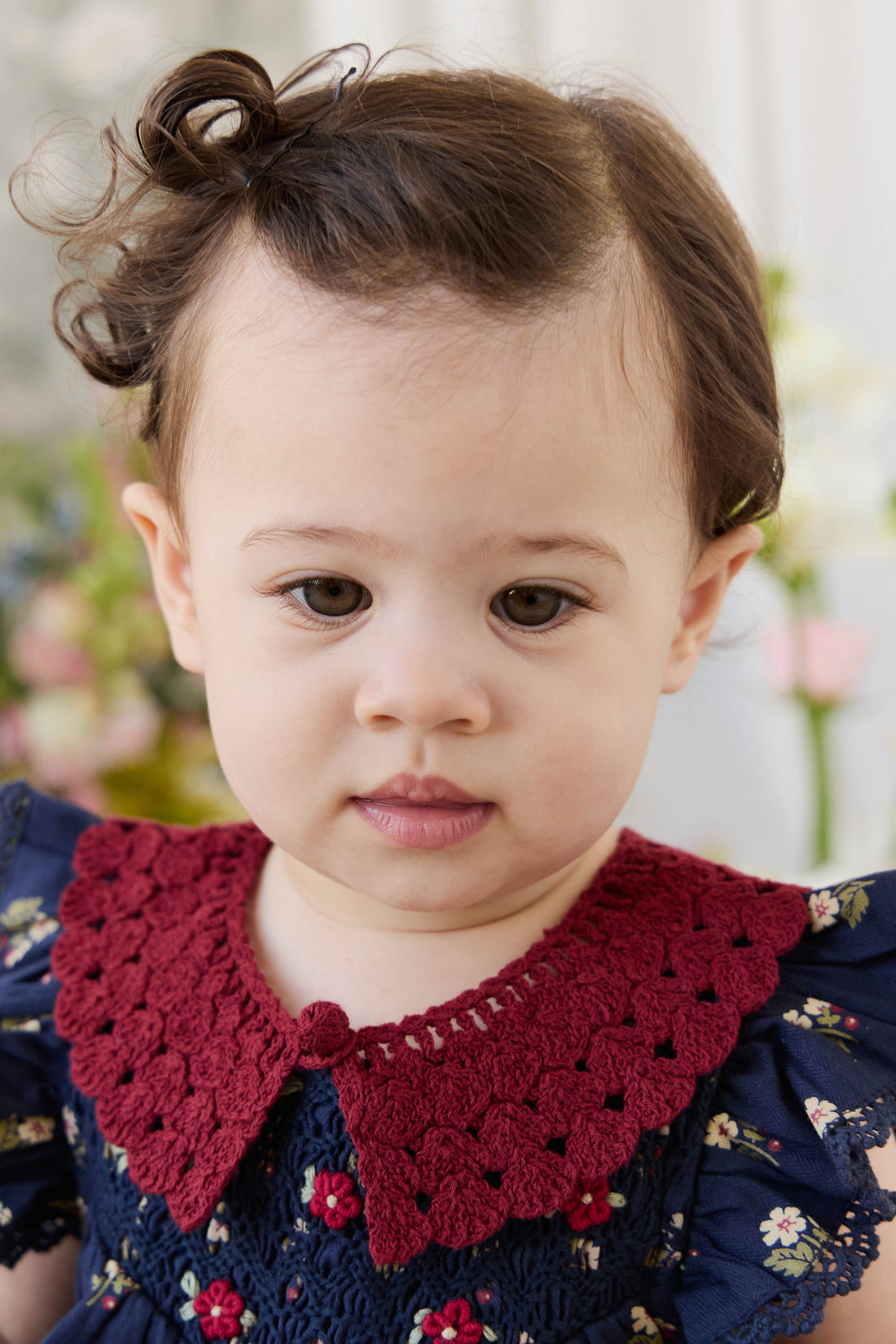 Jovie Knit Collar - Josephine Embroidery Vintage Cherry Childrens Scarf from Jamie Kay USA