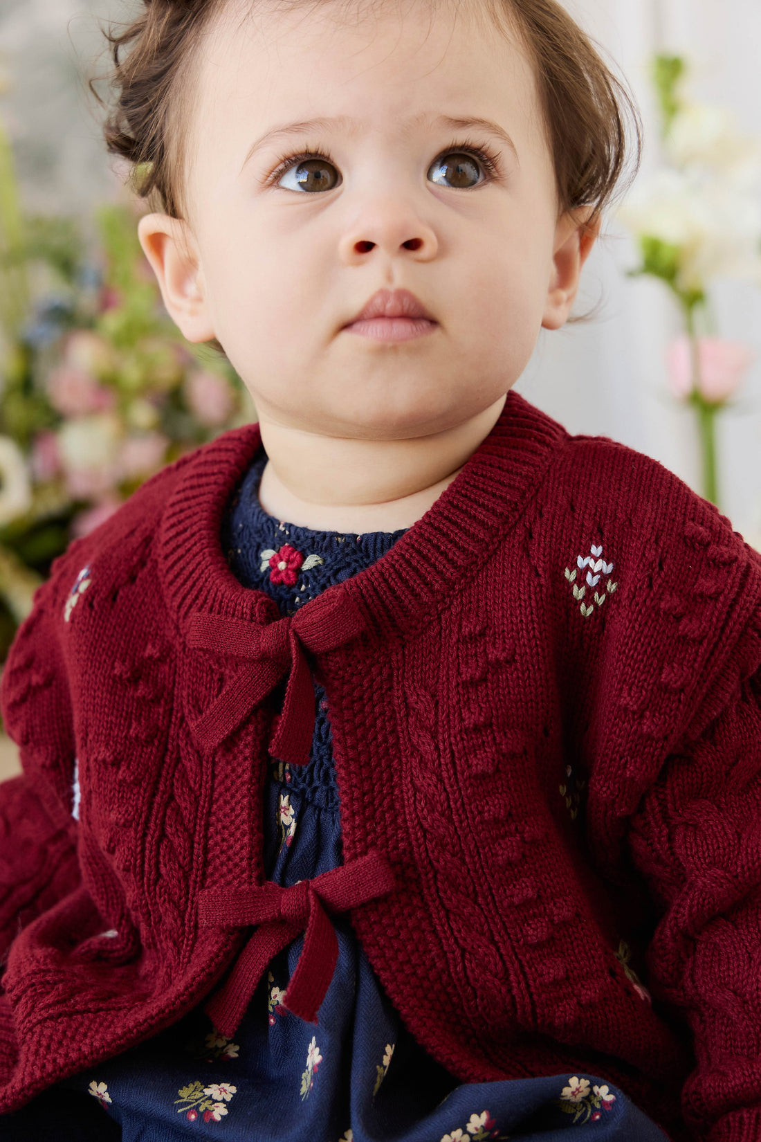 Jovie Knitted Cardigan - Josephine Embroidery Vintage Cherry Childrens Cardigan from Jamie Kay USA