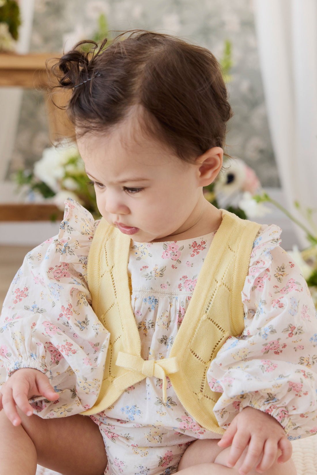 Organic Cotton Kaianna Playsuit - Morgan Vanilla Childrens Playsuit from Jamie Kay USA