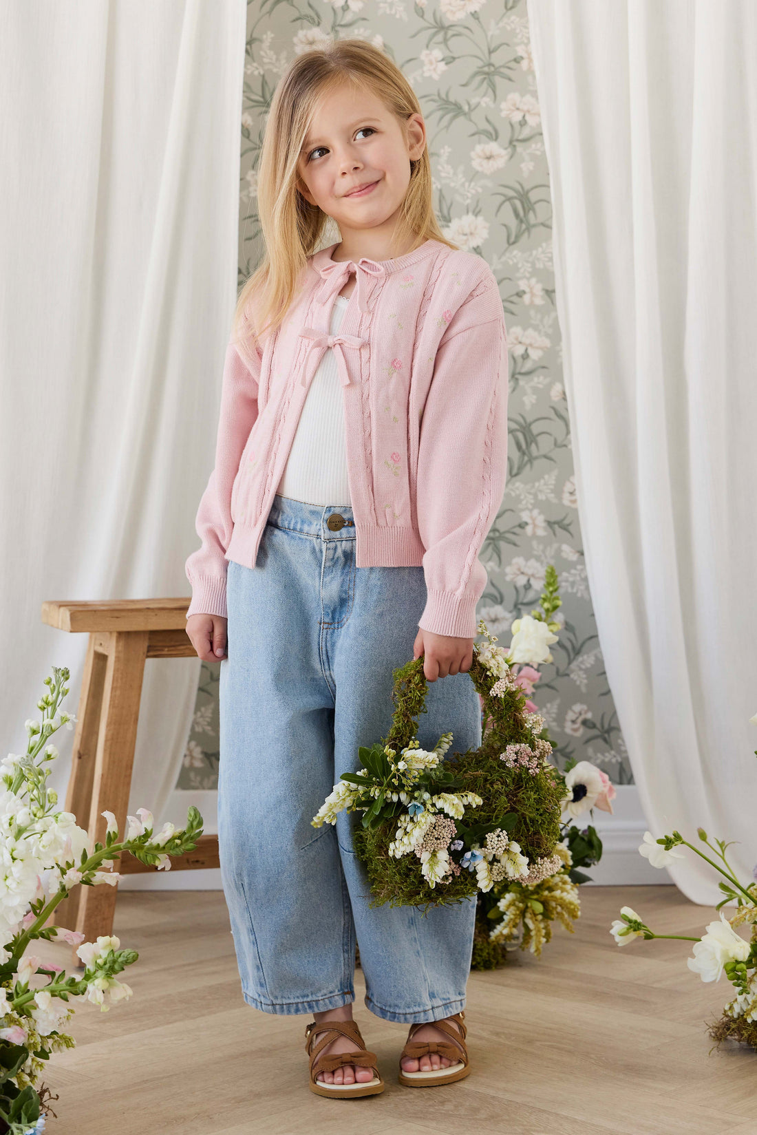 Anabella Knitted Cardigan - Annabella Jacquard Trinket Childrens Cardigan from Jamie Kay USA
