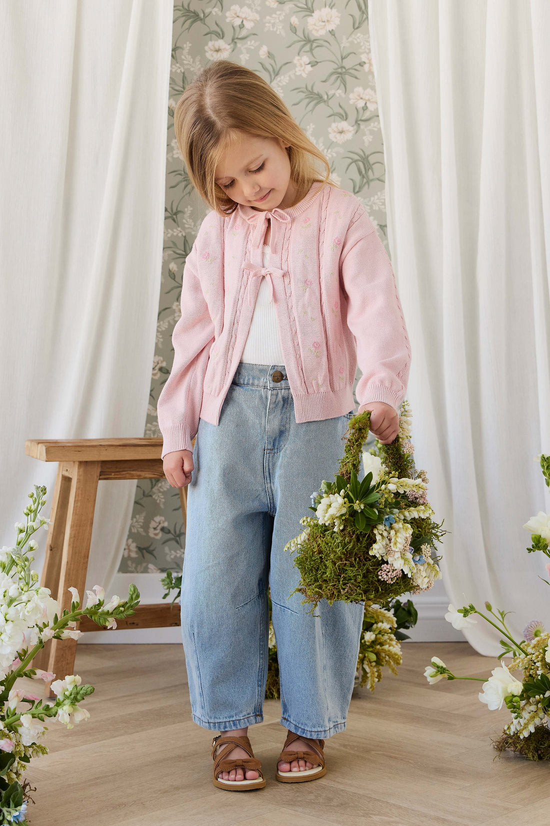 Anabella Knitted Cardigan - Annabella Jacquard Trinket Childrens Cardigan from Jamie Kay USA