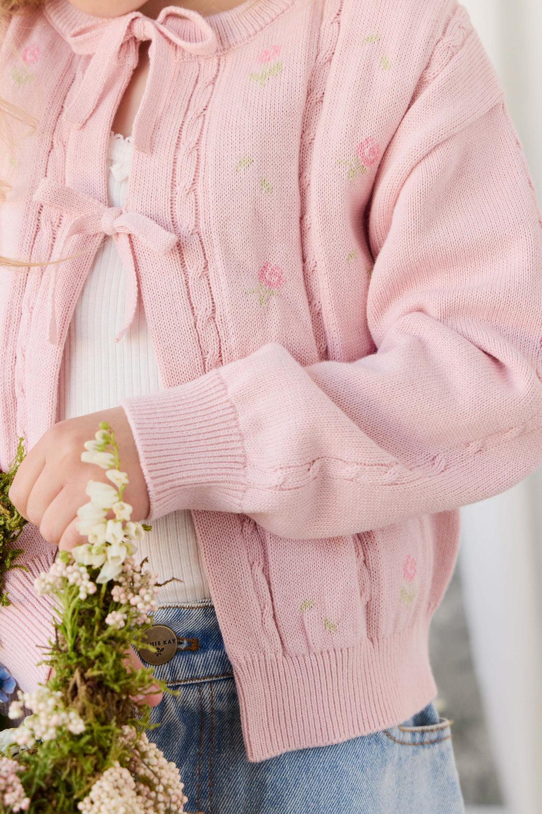 Anabella Knitted Cardigan - Annabella Jacquard Trinket Childrens Cardigan from Jamie Kay USA