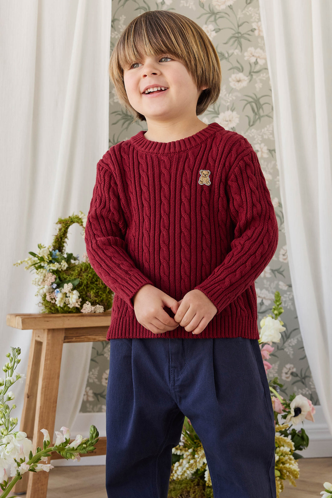Richard Knit Jumper - Cherry Childrens Jumper from Jamie Kay USA