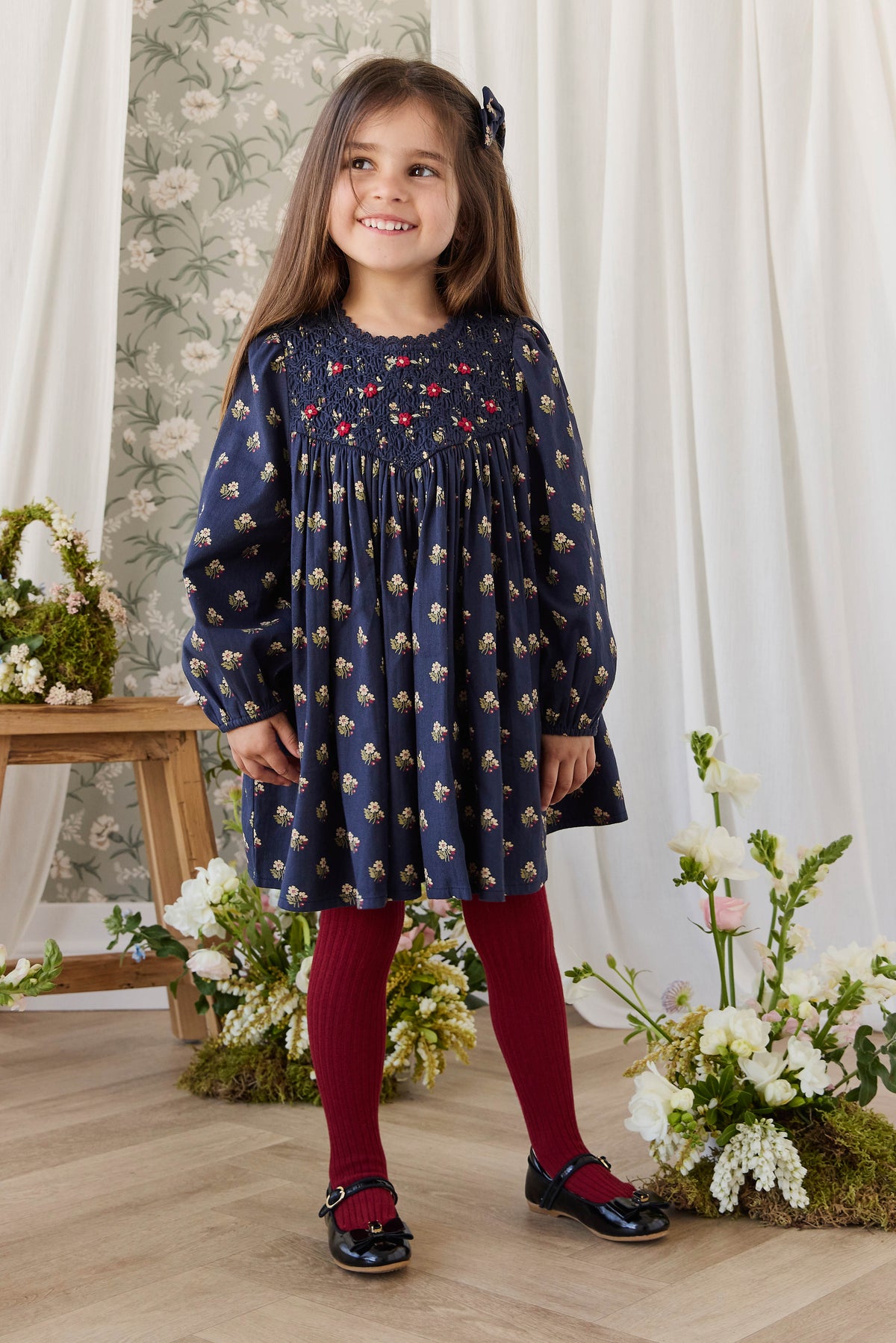 Ribbed Tight - Cherry Childrens Tights from Jamie Kay USA