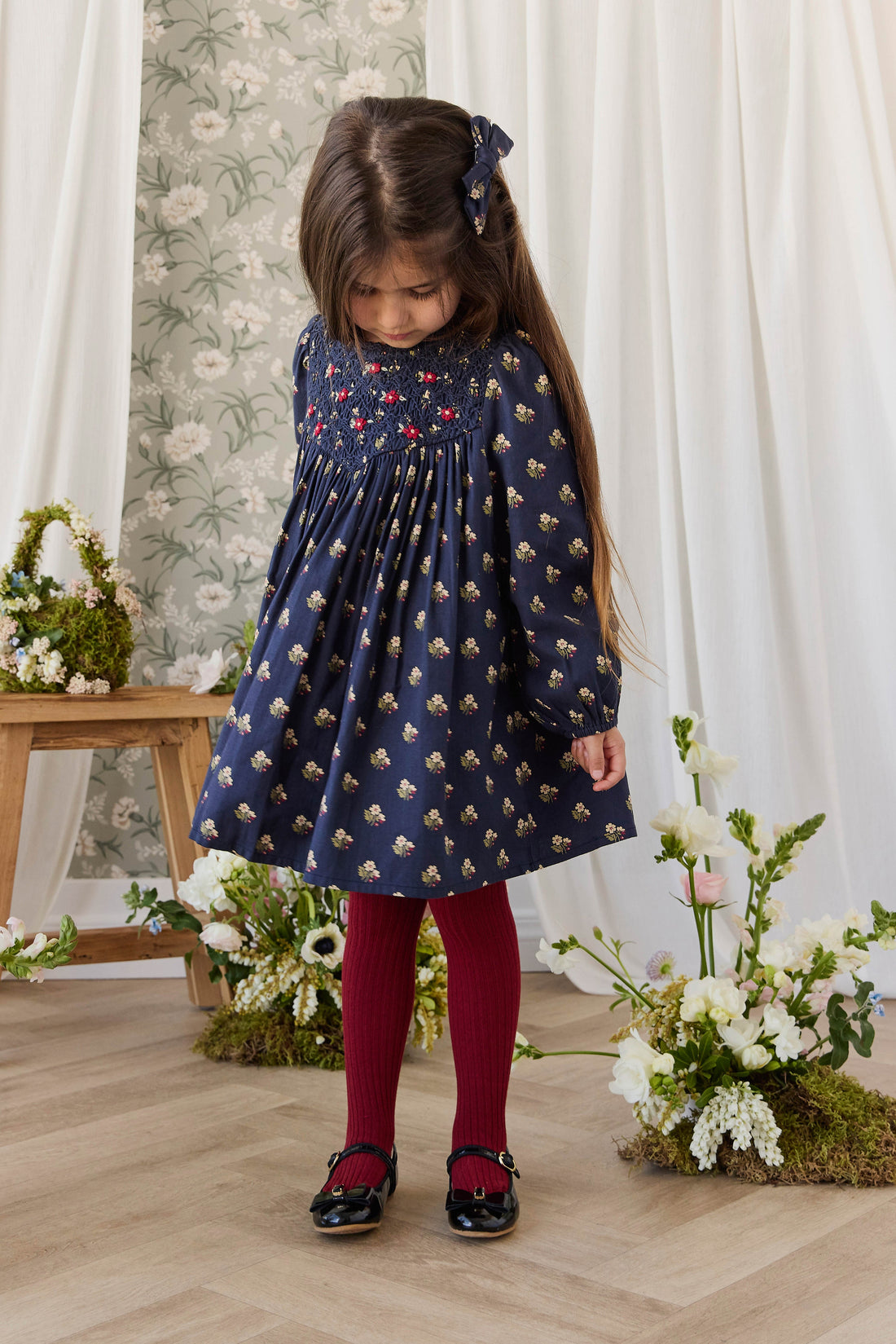 Organic Cotton Jovie Dress - Elsa Navy Childrens Dress from Jamie Kay USA