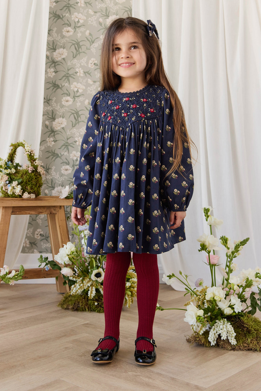 Organic Cotton Jovie Dress - Elsa Navy Childrens Dress from Jamie Kay USA