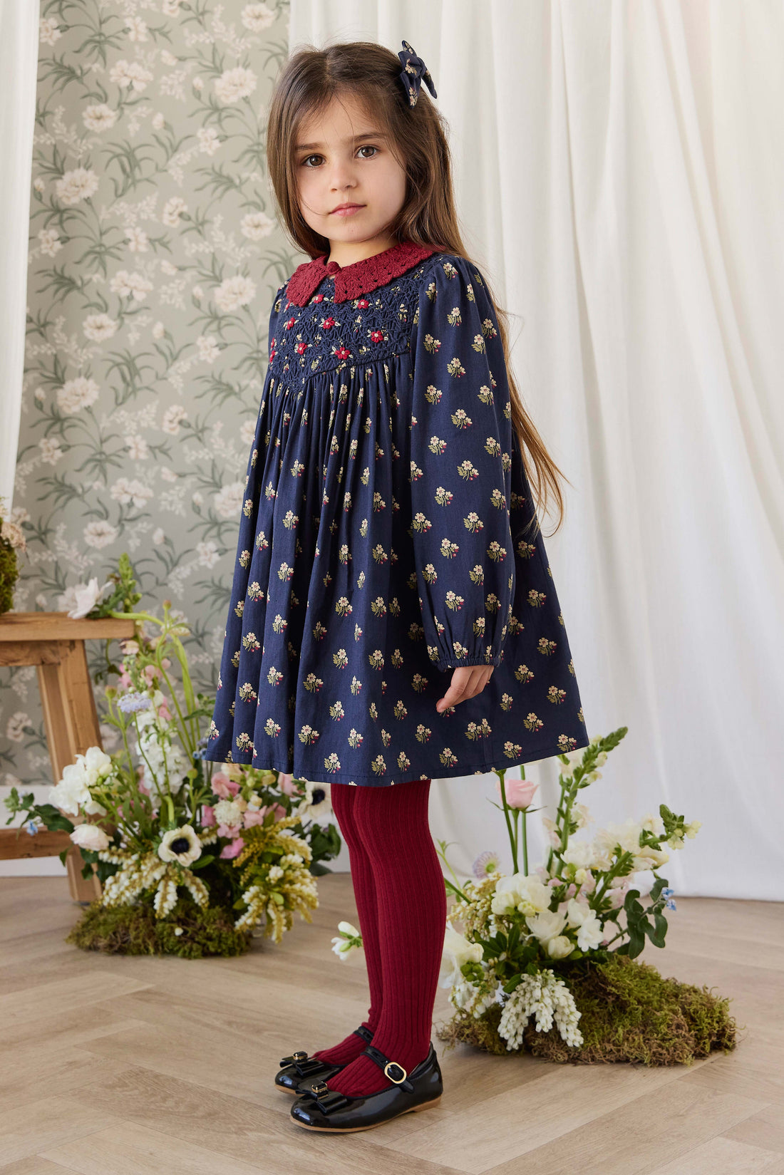 Organic Cotton Jovie Dress - Elsa Navy Childrens Dress from Jamie Kay USA