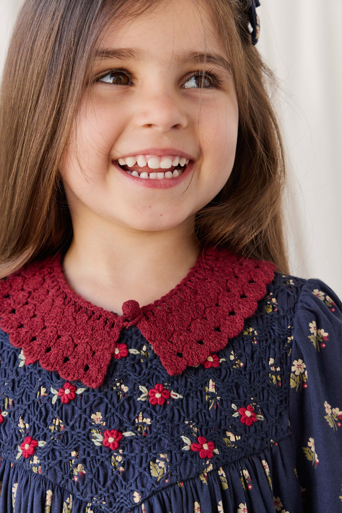 Jovie Knit Collar - Josephine Embroidery Vintage Cherry Childrens Scarf from Jamie Kay USA