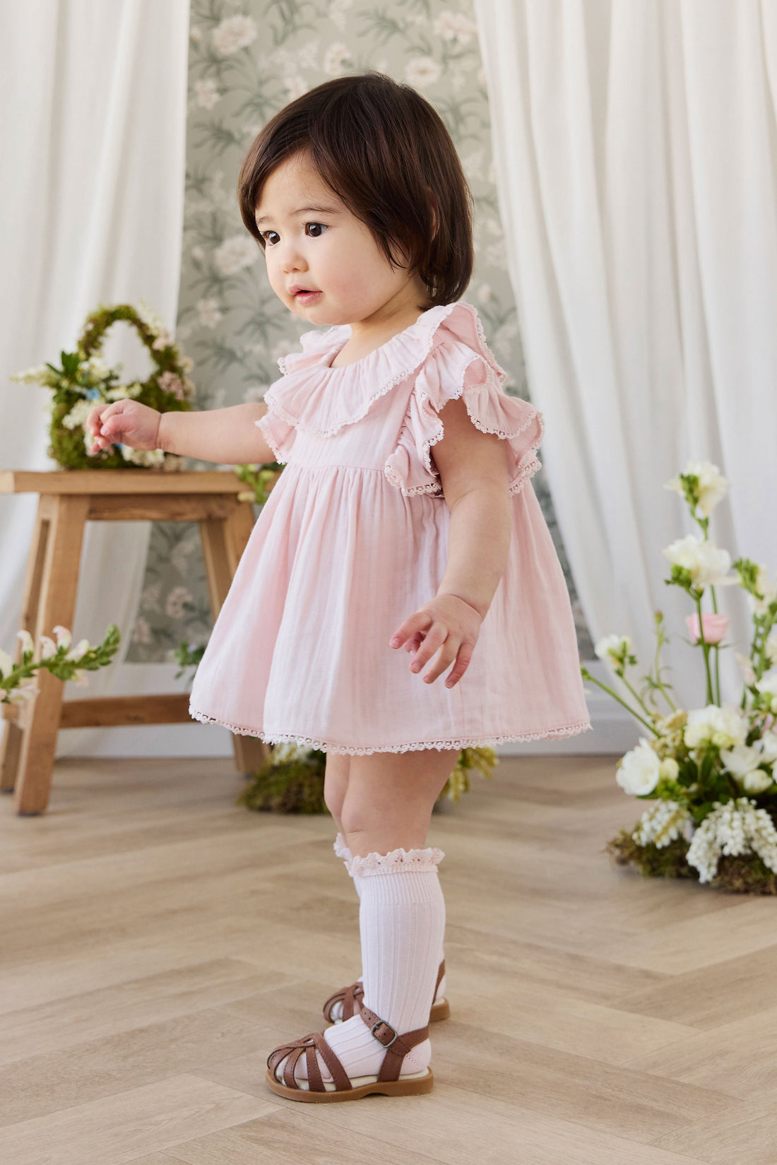 Organic Cotton Muslin Frannie Playsuit - Cotton Candy Childrens Playsuit from Jamie Kay USA
