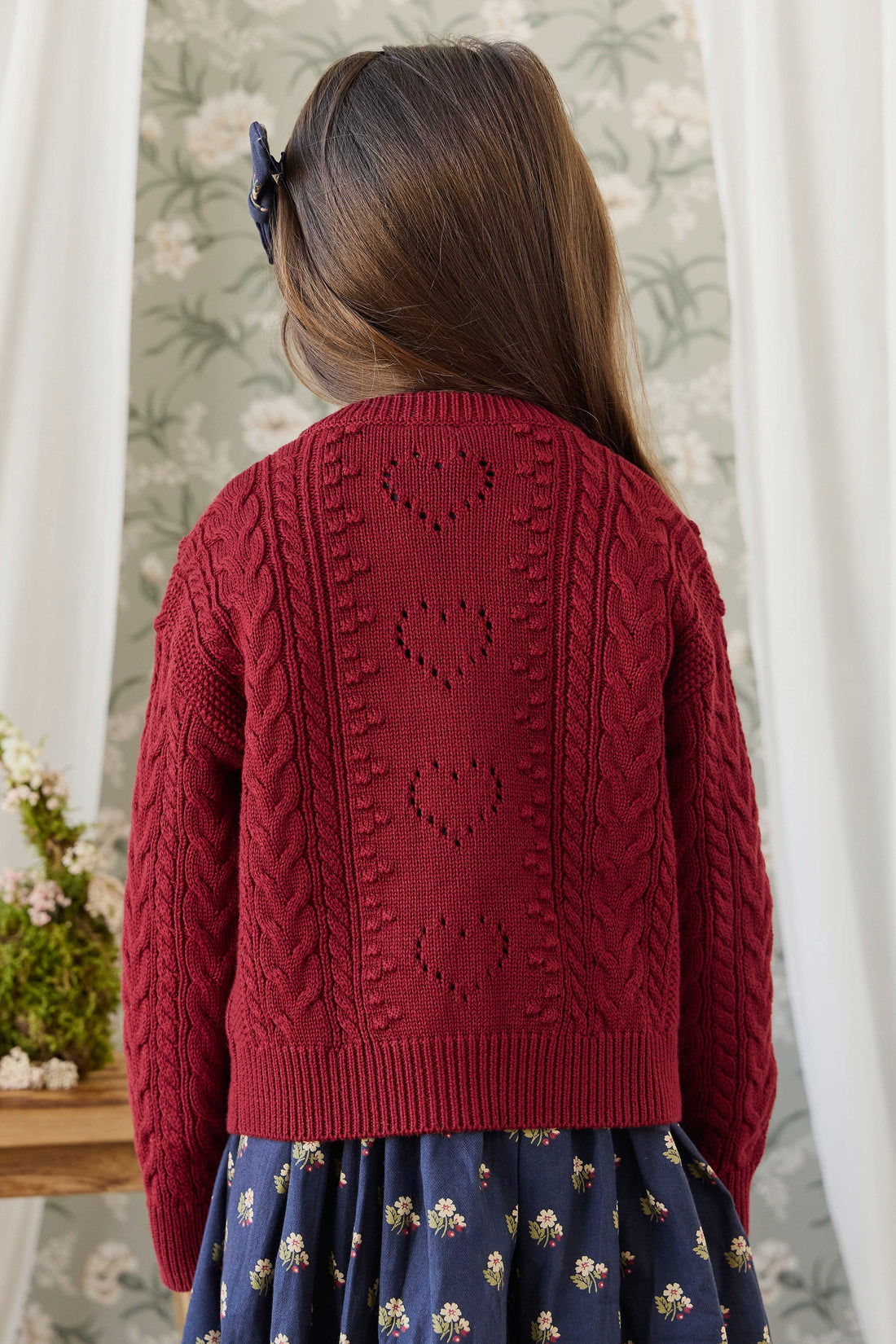 Jovie Knitted Cardigan - Josephine Embroidery Vintage Cherry Childrens Cardigan from Jamie Kay USA