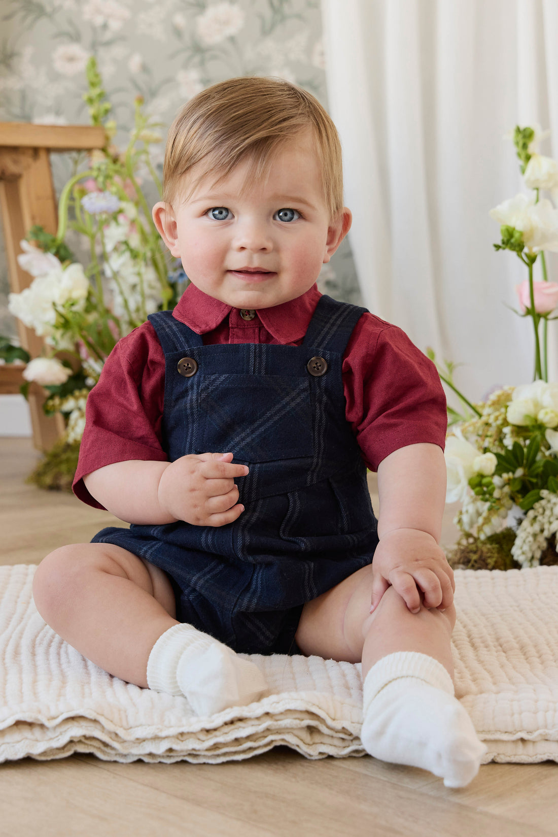 Ira Playsuit - Dale Check Childrens Playsuit from Jamie Kay USA