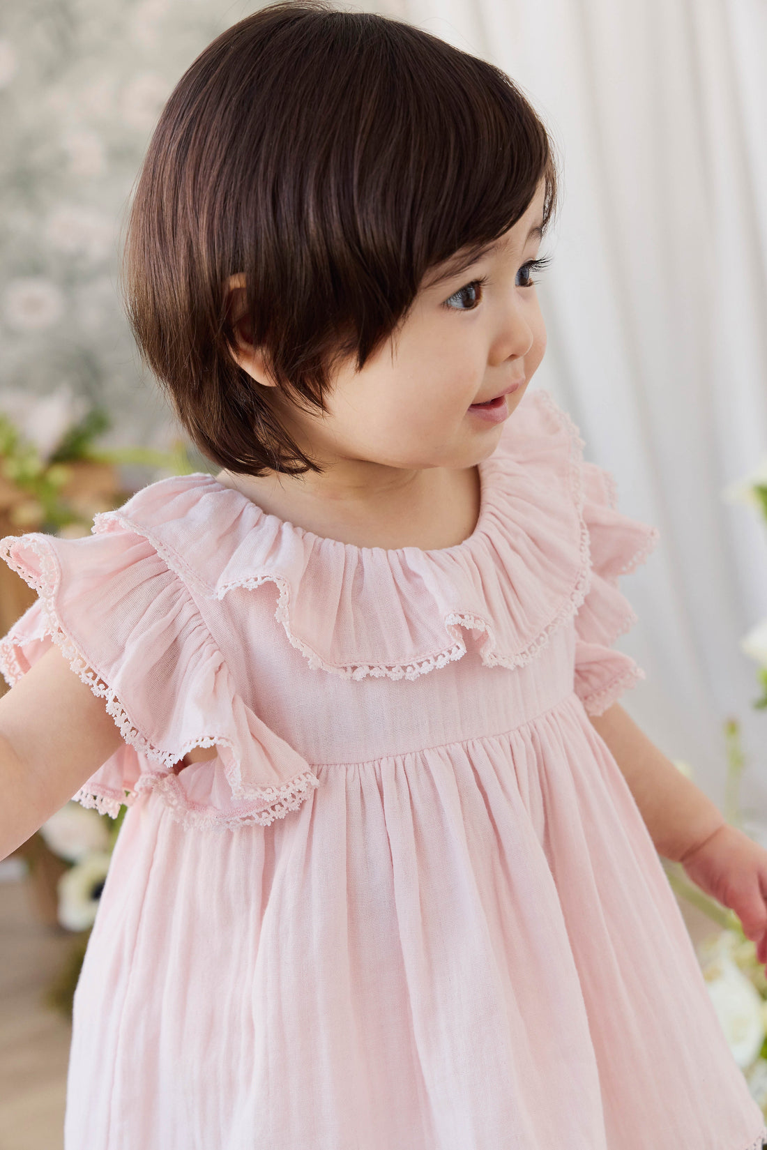 Organic Cotton Muslin Frannie Playsuit - Cotton Candy Childrens Playsuit from Jamie Kay USA
