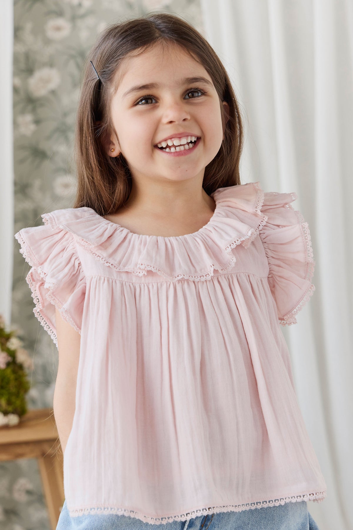 Organic Cotton Muslin Banks Blouse - Cotton Candy Childrens Top from Jamie Kay USA