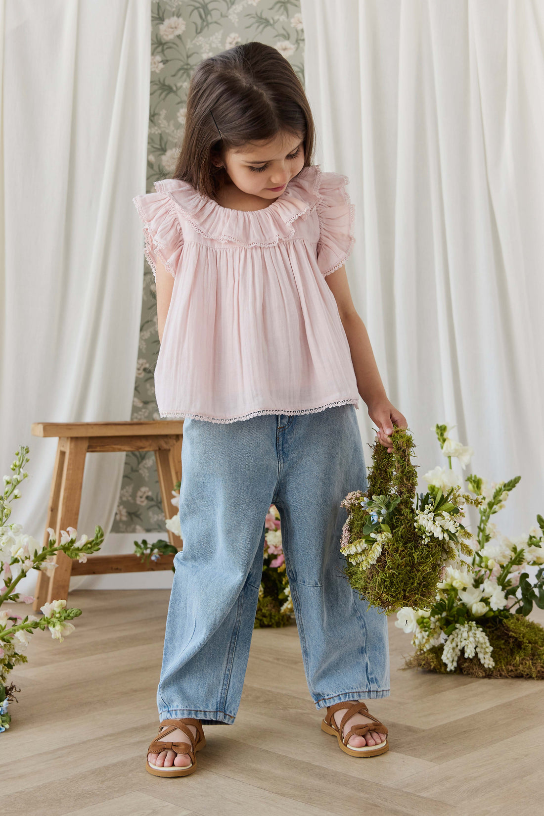 Organic Cotton Muslin Banks Blouse - Cotton Candy Childrens Top from Jamie Kay USA