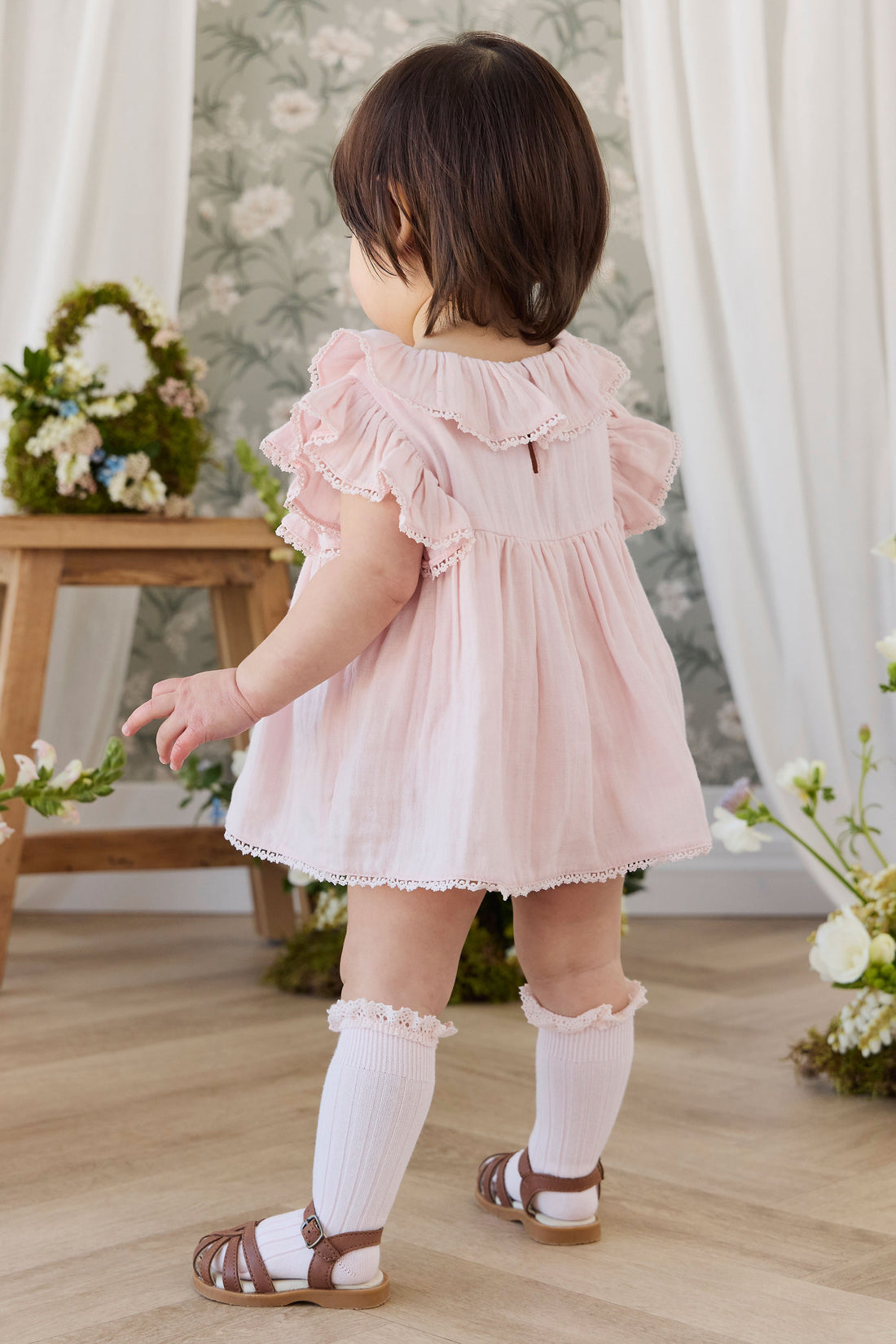 Organic Cotton Muslin Frannie Playsuit - Cotton Candy Childrens Playsuit from Jamie Kay USA