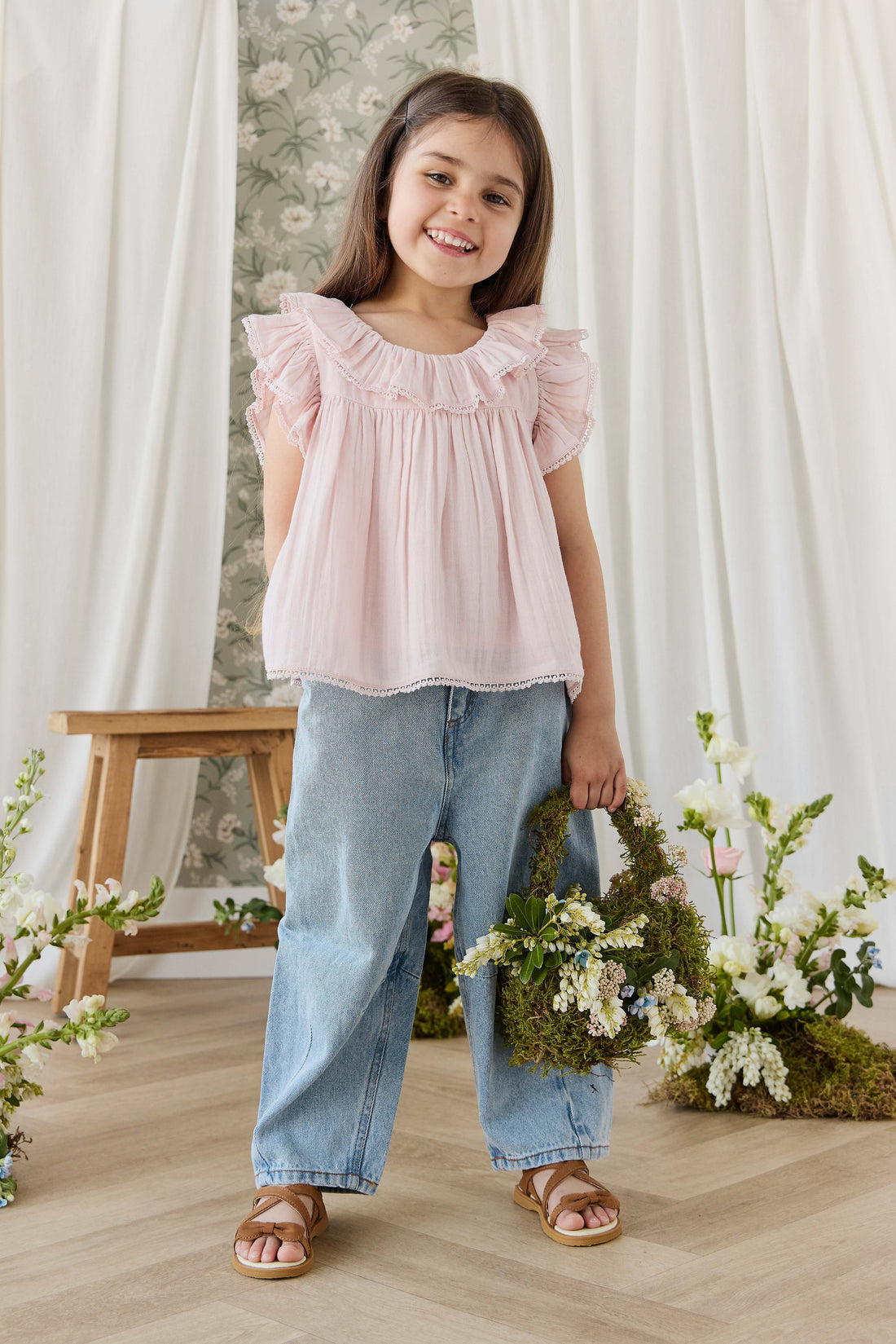 Organic Cotton Muslin Banks Blouse - Cotton Candy Childrens Top from Jamie Kay USA