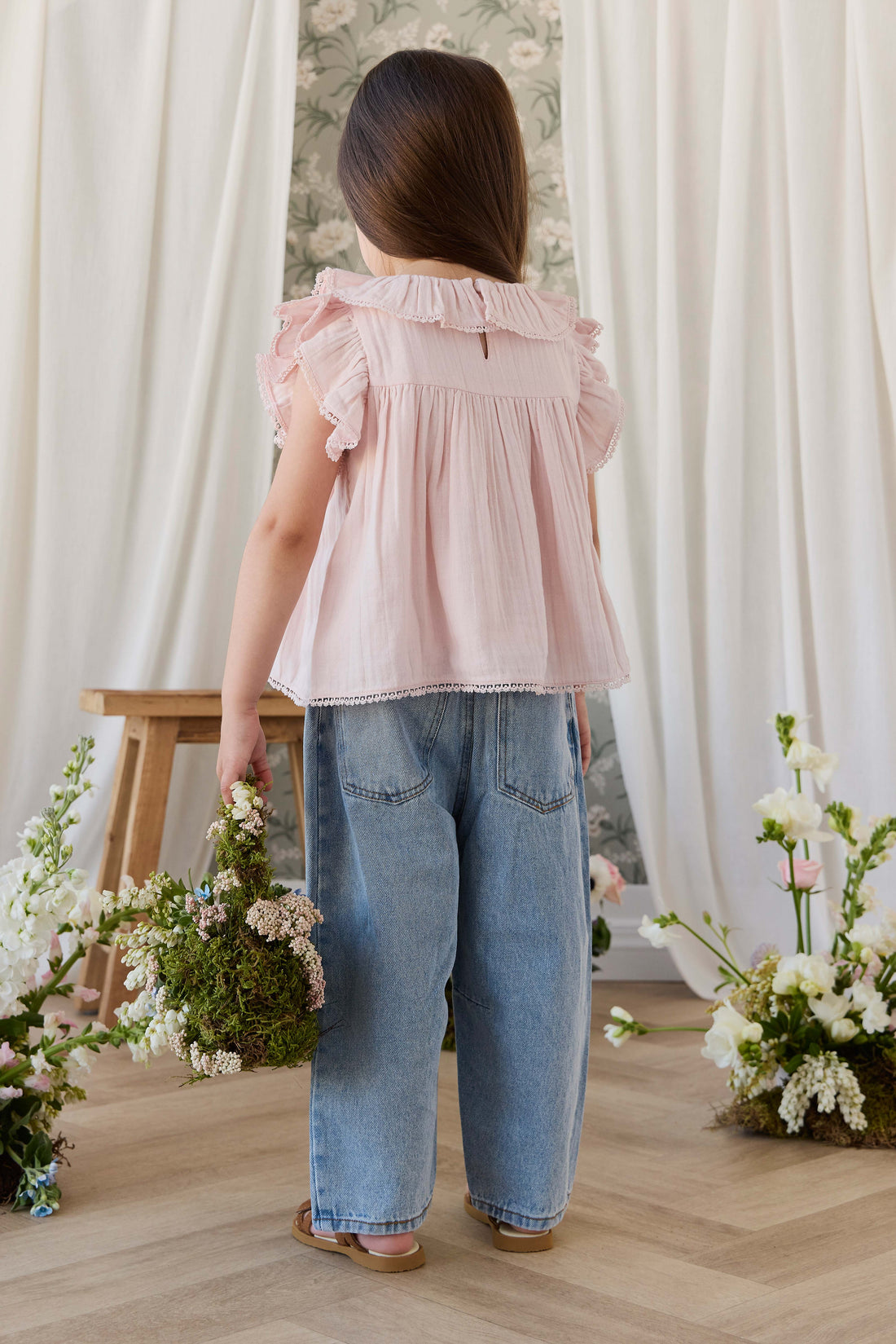 Organic Cotton Muslin Banks Blouse - Cotton Candy Childrens Top from Jamie Kay USA