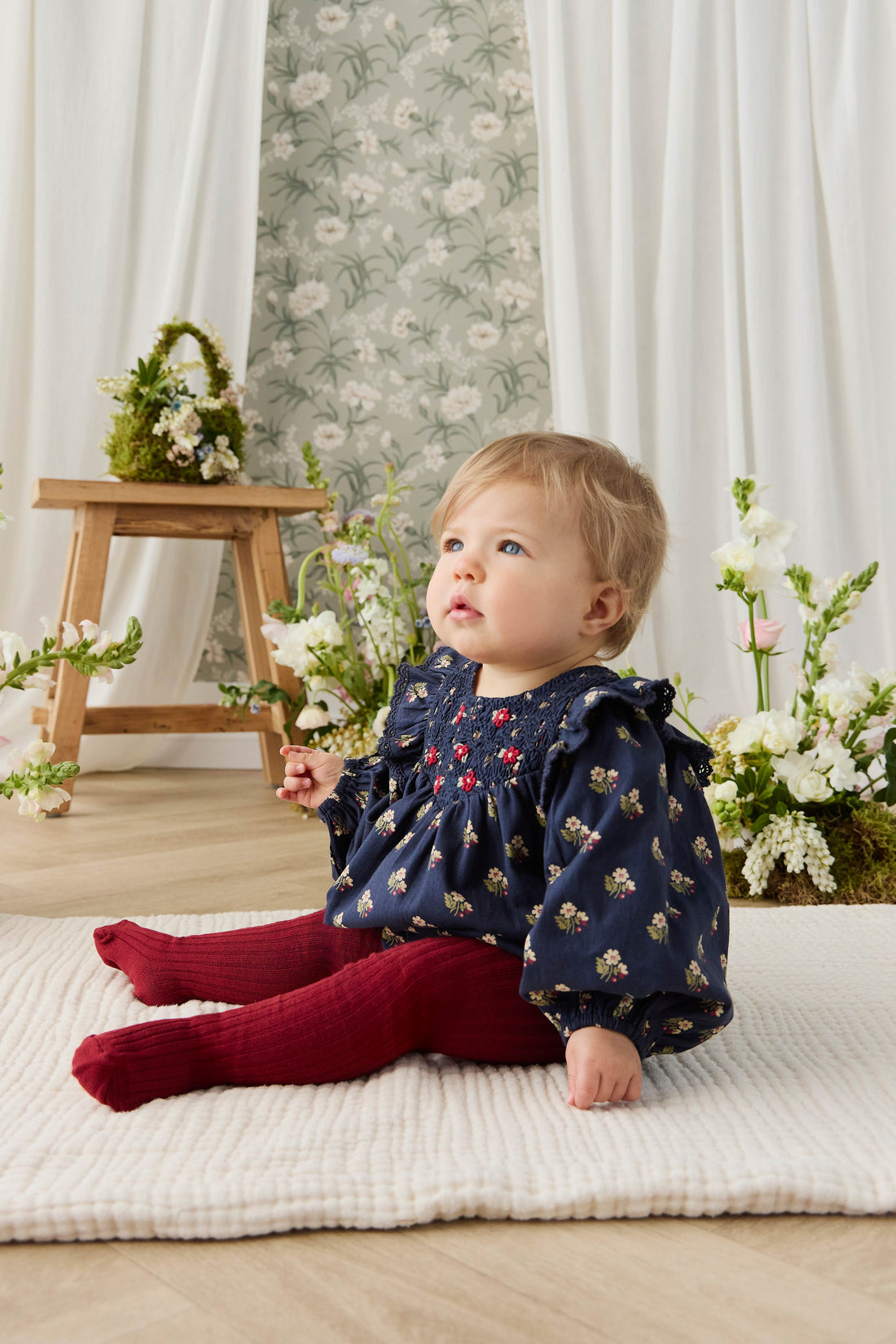 Ribbed Tight - Cherry Childrens Tights from Jamie Kay USA