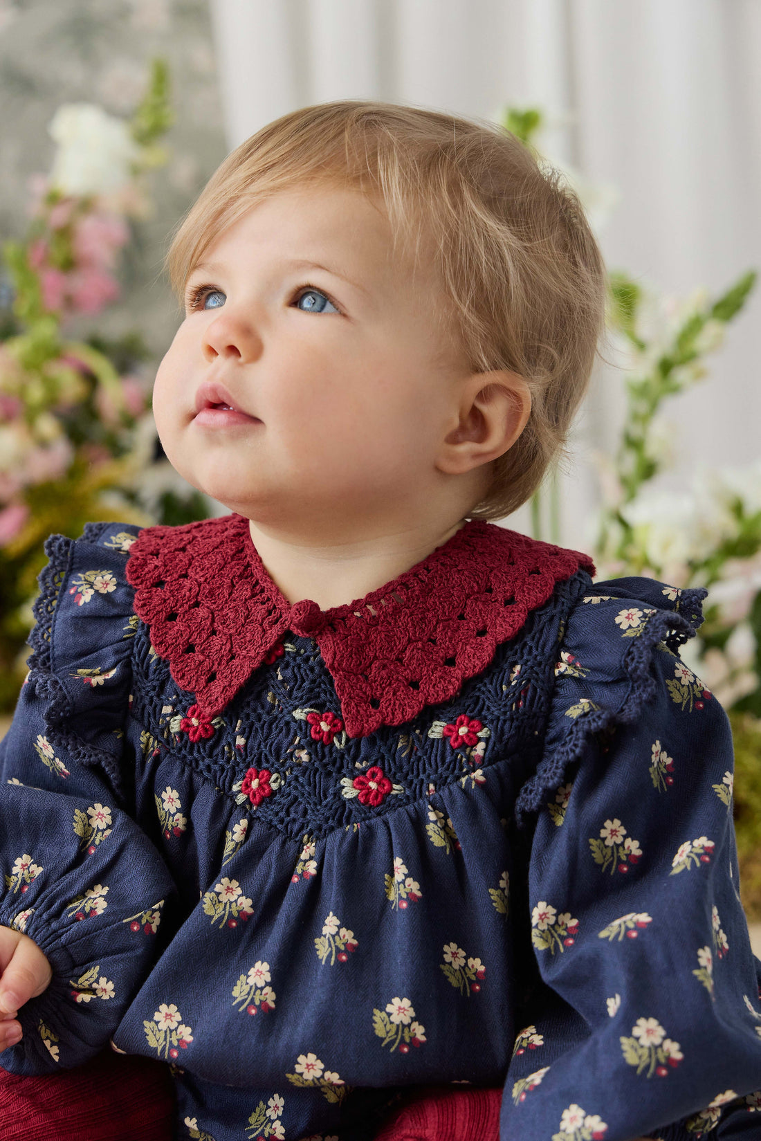 Jovie Knit Collar - Josephine Embroidery Vintage Cherry Childrens Scarf from Jamie Kay USA