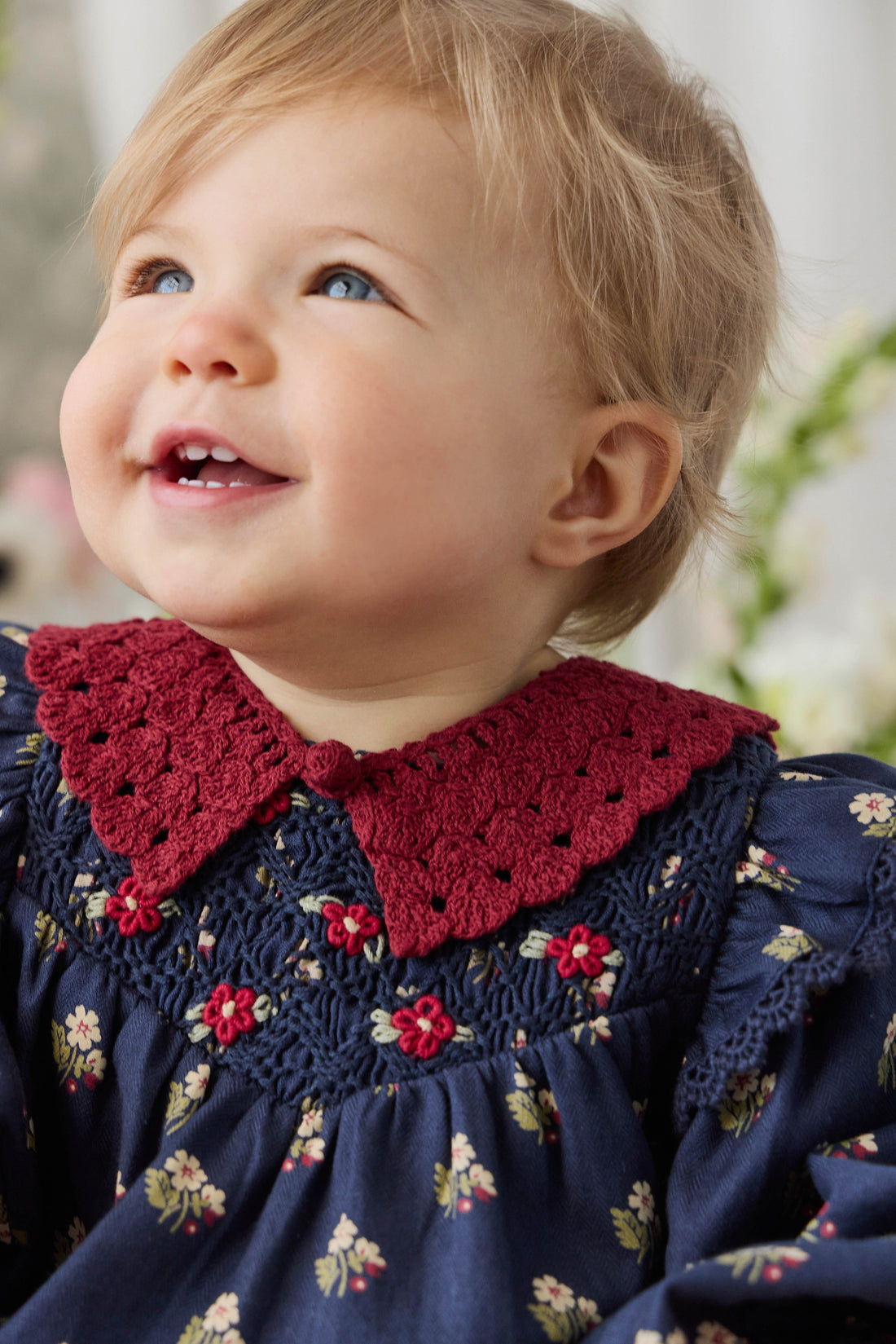 Jovie Knit Collar - Josephine Embroidery Vintage Cherry Childrens Scarf from Jamie Kay USA