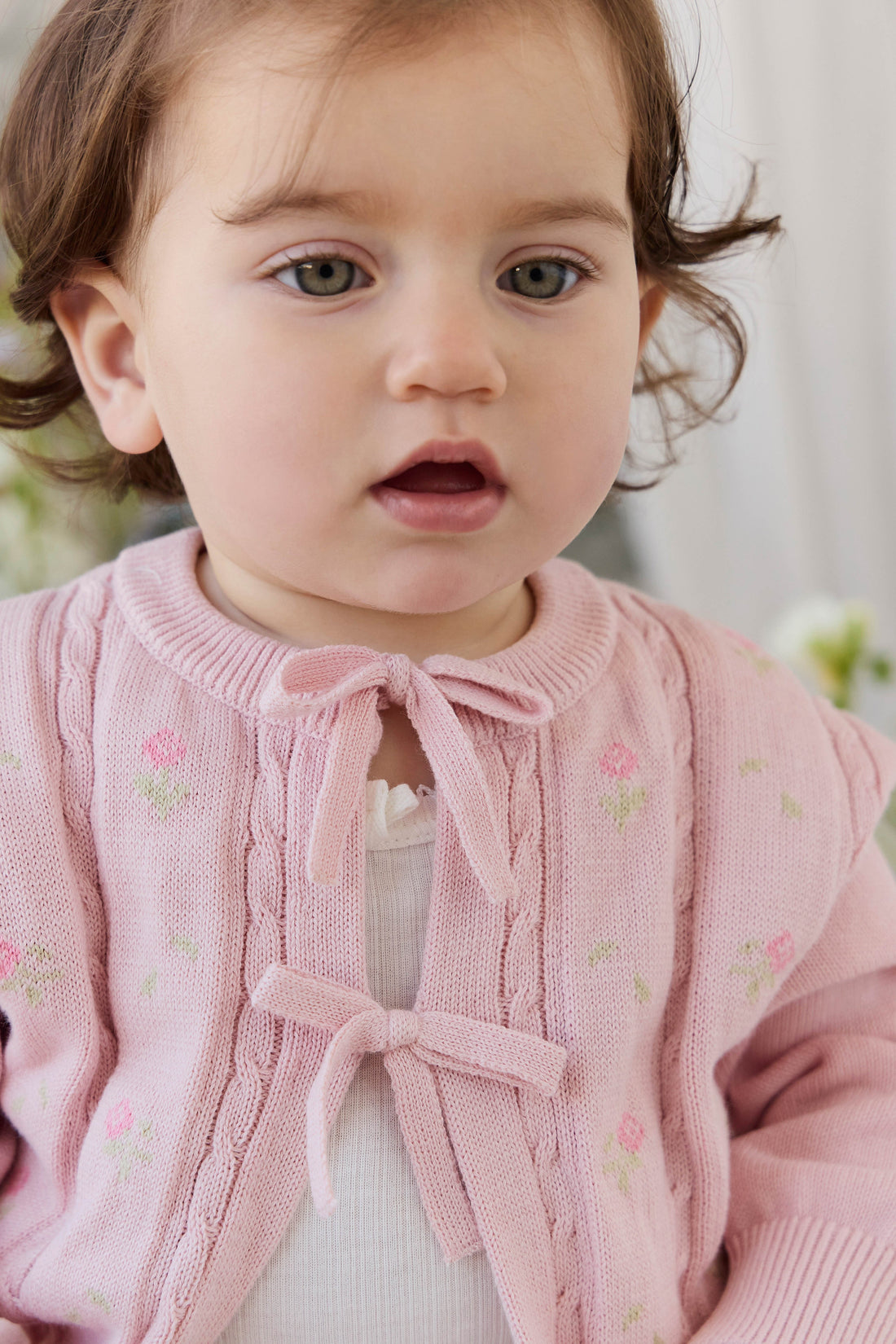 Anabella Knitted Cardigan - Annabella Jacquard Trinket Childrens Cardigan from Jamie Kay USA