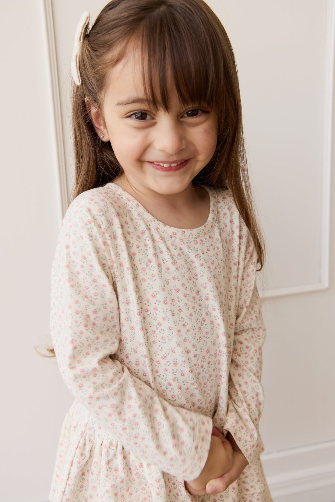 Organic Cotton Fayette Dress - Posy Garden Pink Childrens Dress from Jamie Kay USA