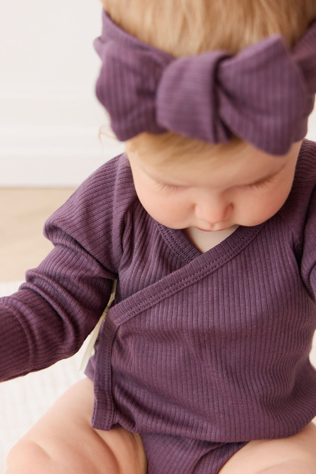 Organic Cotton Modal Marina Long Sleeve Bodysuit - Blackberry Childrens Bodysuit from Jamie Kay USA